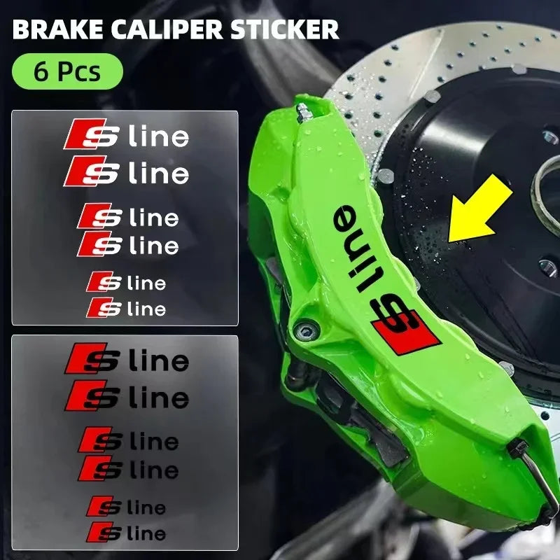 Car Brake Caliper Sticker Heat Resistant Decals Auto Accessories For Audi sline A4 B7 B8 B9 A3 8P 8V 8L A5 A6 C6 C5 C7 4F A1 A7