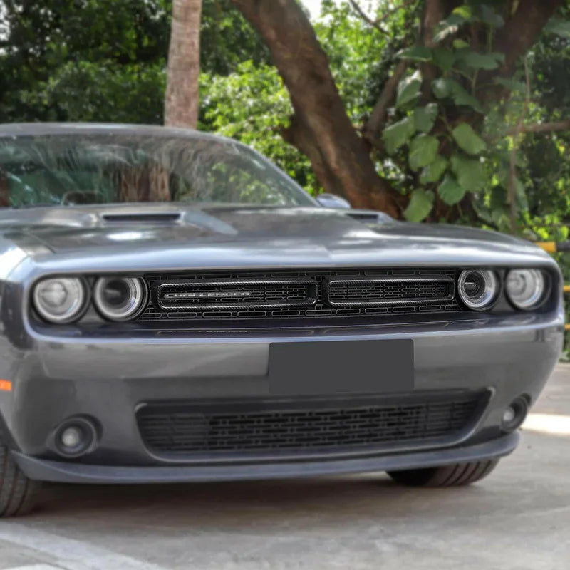2015-2023 For Dodge Challenger Grille Trim Frame Genuine Carbon Fiber 3D Decoration Sticker