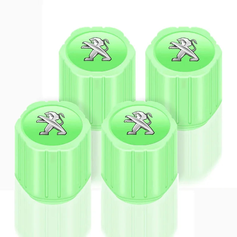 4Pcs Luminous Car Tire Valve Caps Badge Emblem Accessories For Peugeot 206 308 307 208 207 3008 2008 508 407 301 406 408 607