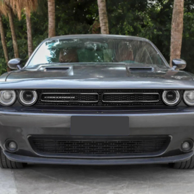 2015-2023 For Dodge Challenger Grille Trim Frame Genuine Carbon Fiber 3D Decoration Sticker
