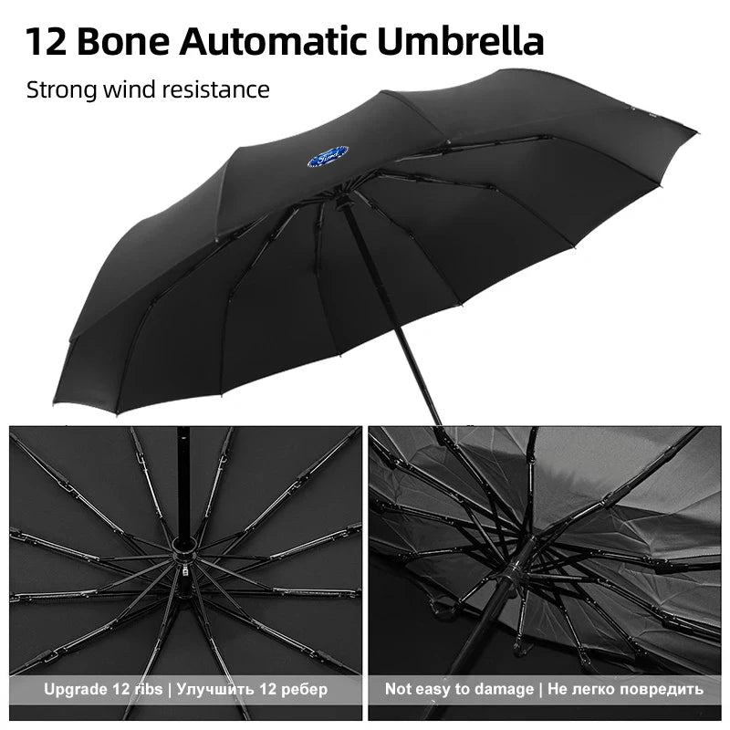 1Pcs Windproof Car Fully Automatic Folding Umbrella Sunshade Car Accessories For Ford Focus Mondeo Kuga Fiesta Escort Explorer