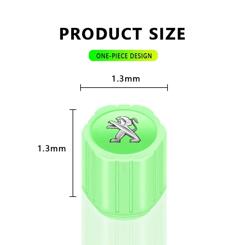 4Pcs Luminous Car Tire Valve Caps Badge Emblem Accessories For Peugeot 206 308 307 208 207 3008 2008 508 407 301 406 408 607