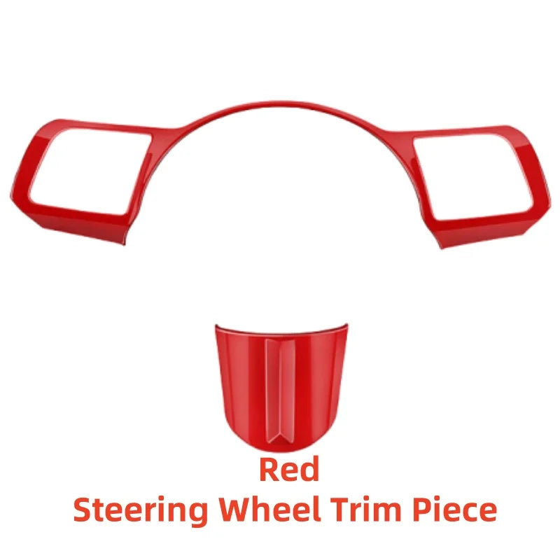 Car Stickers Gear Shift Panel Red ABS plastic Steering wheel Decorative Accessories Carbon Fiber For Hyundai KONA 2024