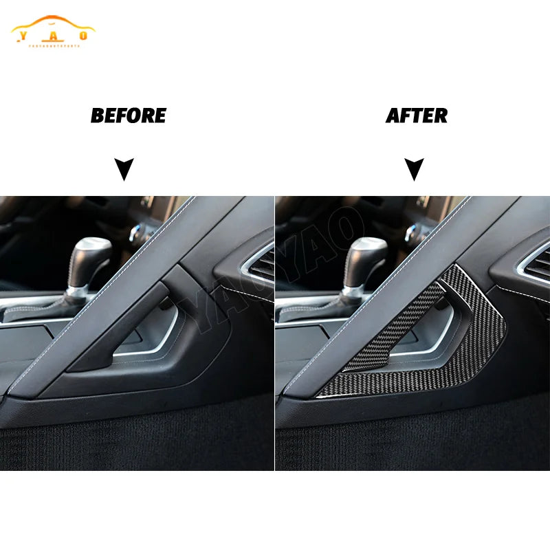 Carbon Fiber For Chevrolet Corvette C7 2014-2019 Car Inner Door Panel Decorative Cover Sticker Accessories