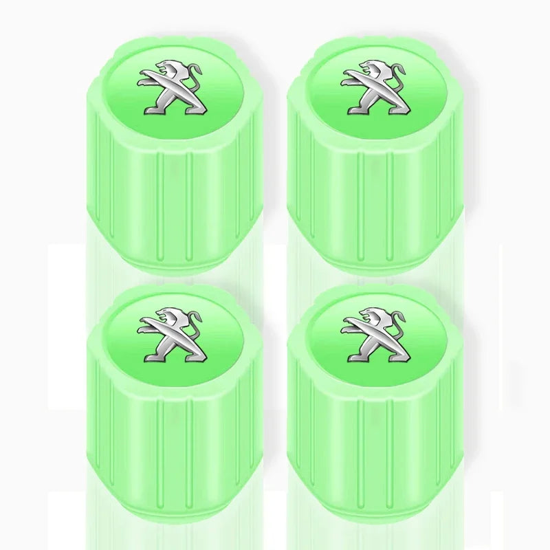 4Pcs Luminous Car Tire Valve Caps Badge Emblem Accessories For Peugeot 206 308 307 208 207 3008 2008 508 407 301 406 408 607