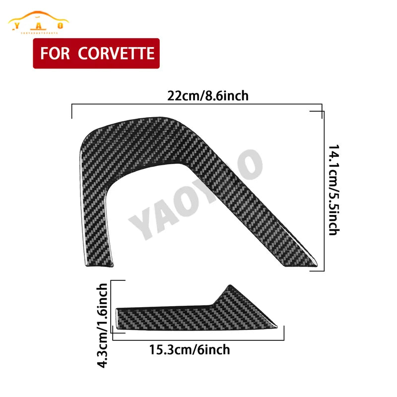 Carbon Fiber For Chevrolet Corvette C7 2014-2019 Car Inner Door Panel Decorative Cover Sticker Accessories