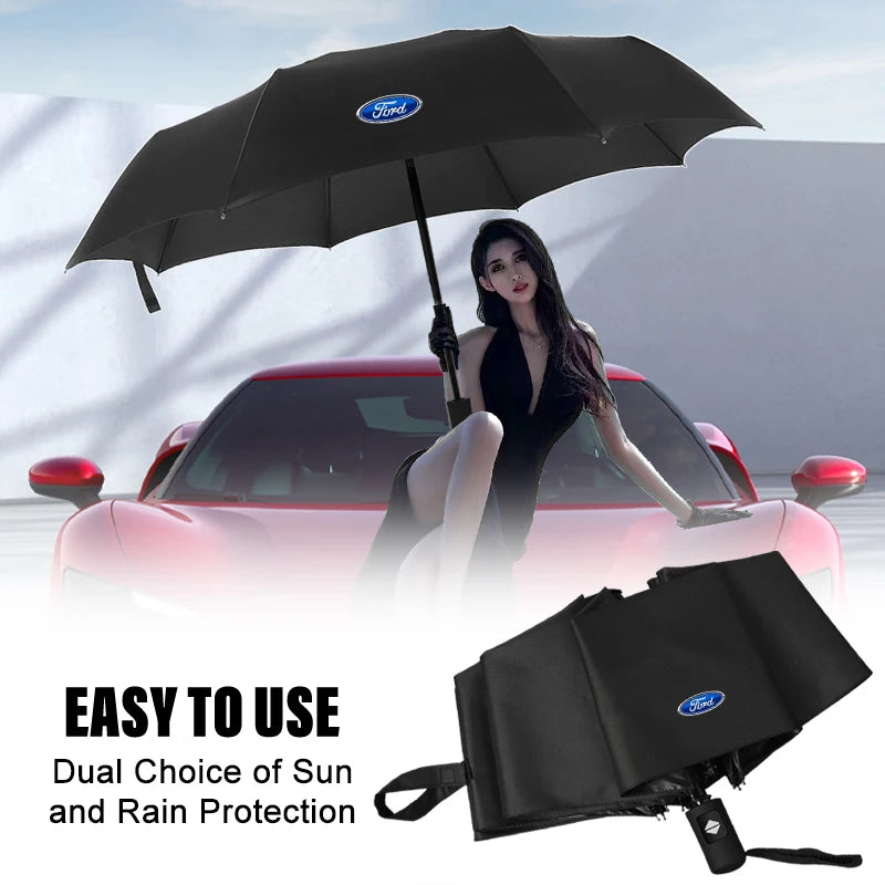 1Pcs Windproof Car Fully Automatic Folding Umbrella Sunshade Car Accessories For Ford Focus Mondeo Kuga Fiesta Escort Explorer