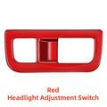 Car upgrade Stickers Decoration Accessories Red ABS plastic Headlight Adjustment Switch Carbon Fiber For Hyundai KONA 2024