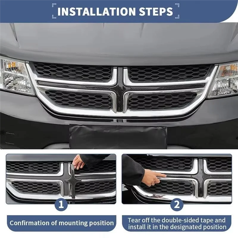 AB16-Sticker Set Decorative Carbon Fiber Front Grille Trim For Dodge Journey 2011-2020 Exterior Accessories