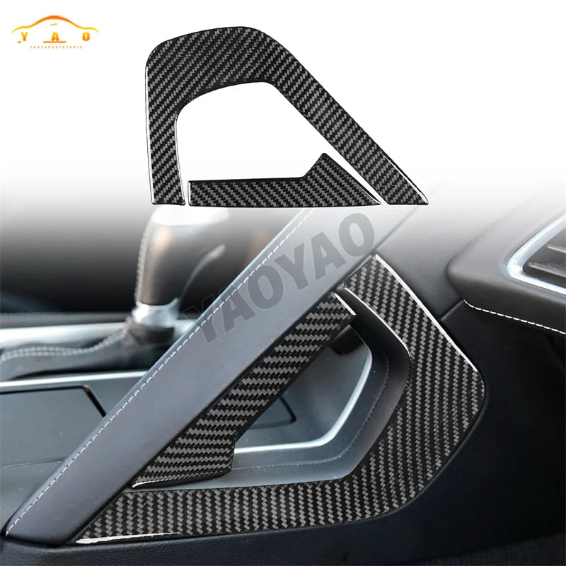 Carbon Fiber For Chevrolet Corvette C7 2014-2019 Car Inner Door Panel Decorative Cover Sticker Accessories