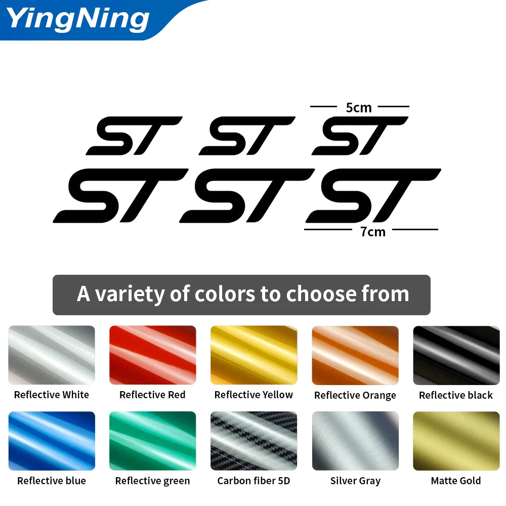 6pcs High Temperature Waterproof Vinyl Decal Car Brake Caliper Sticker For Ford Focus Fiesta Mondeo Kuga S Max Puma Fusion Figo